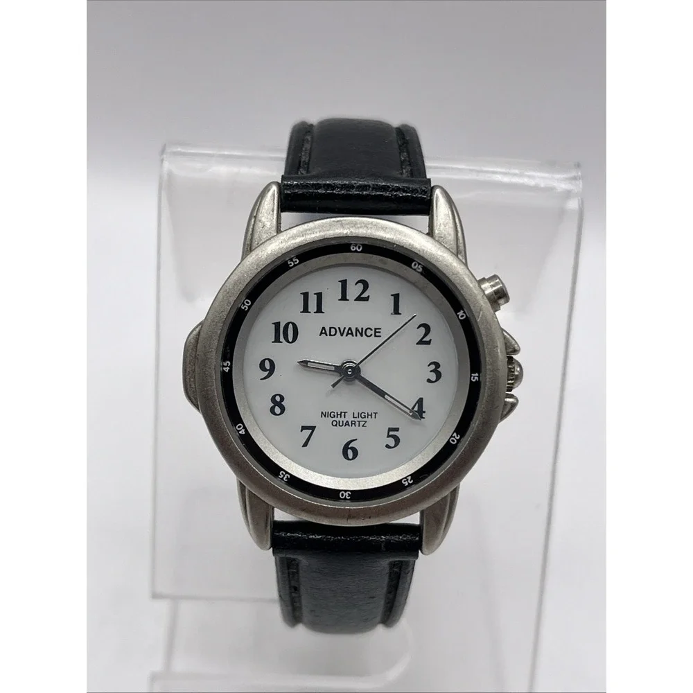 Advance Night Light Women's‎ Quartz Watch Black Leather Band- New Battery